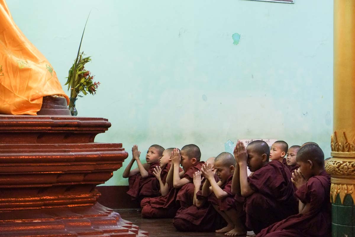 Young monks at Shwedagon Paya image